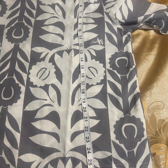 Vintage MAMO HOWELL Hawaiian Quilt Print Blouse-Gray/White XL Exc. Condition - Picture 6 of 13